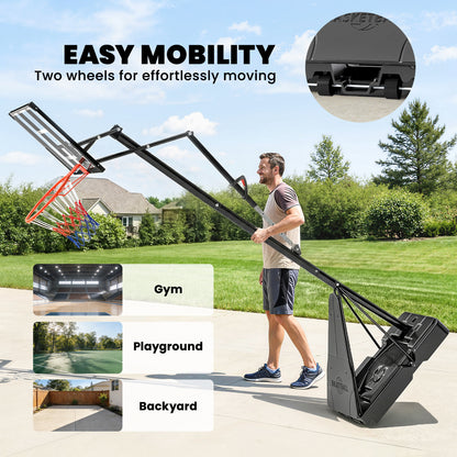 Soozier Portable Basketball Hoop Height Adjustable 8-10 Ft with 47" Shatterproof Backboard, Shock Absorbent Rim, Fillabl