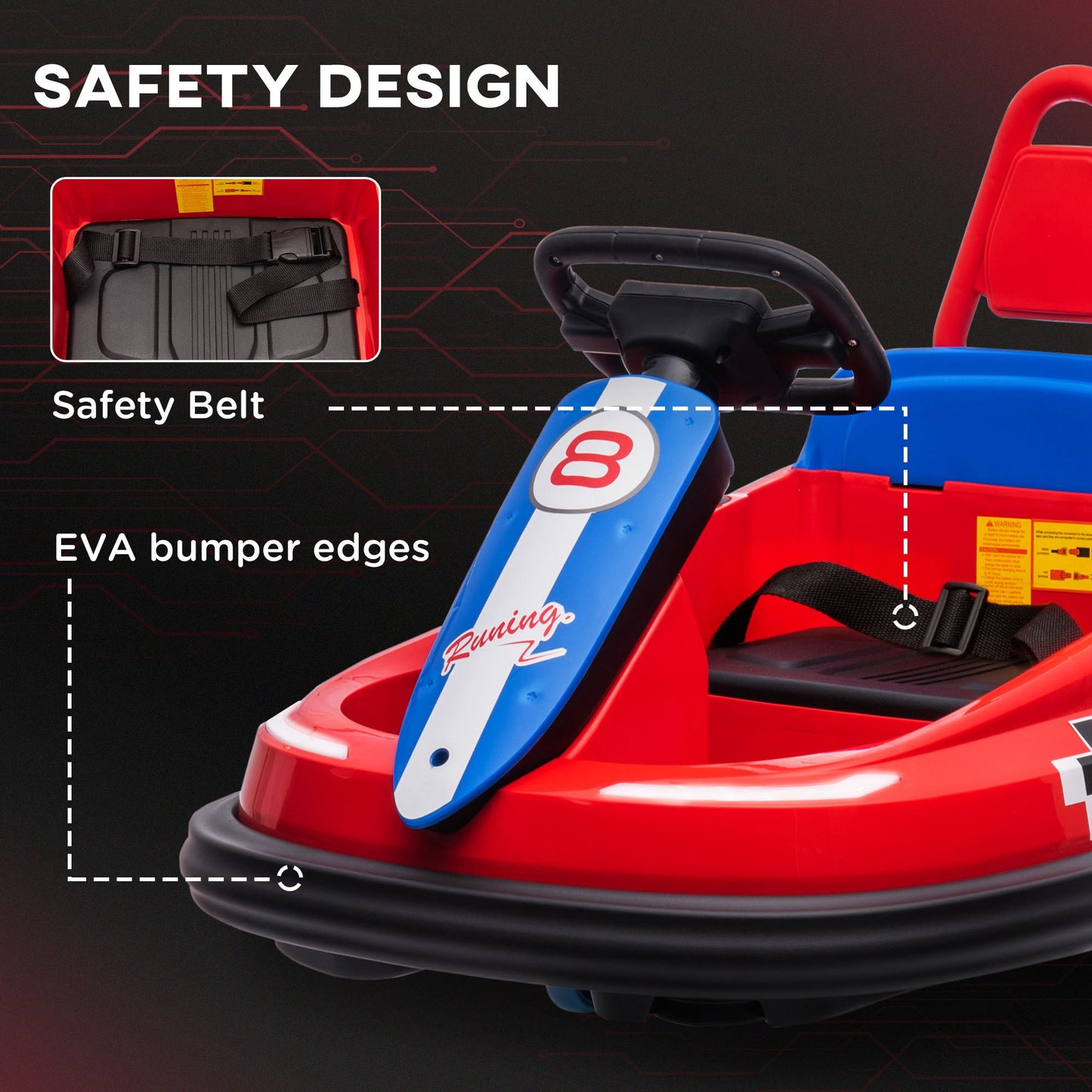 VarietyKart Kids Bumper Car, 6V 360° Rotation Electric Ride on Car, Twin Motors Battery Powered Toy with Music, Horn and