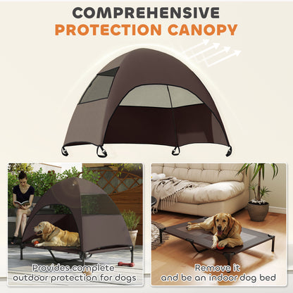 Elevated Dog Bed with Canopy Raised Dog Bed  Washable Mesh Steel Frame 41.7" x 29.9" x 39" Coffee