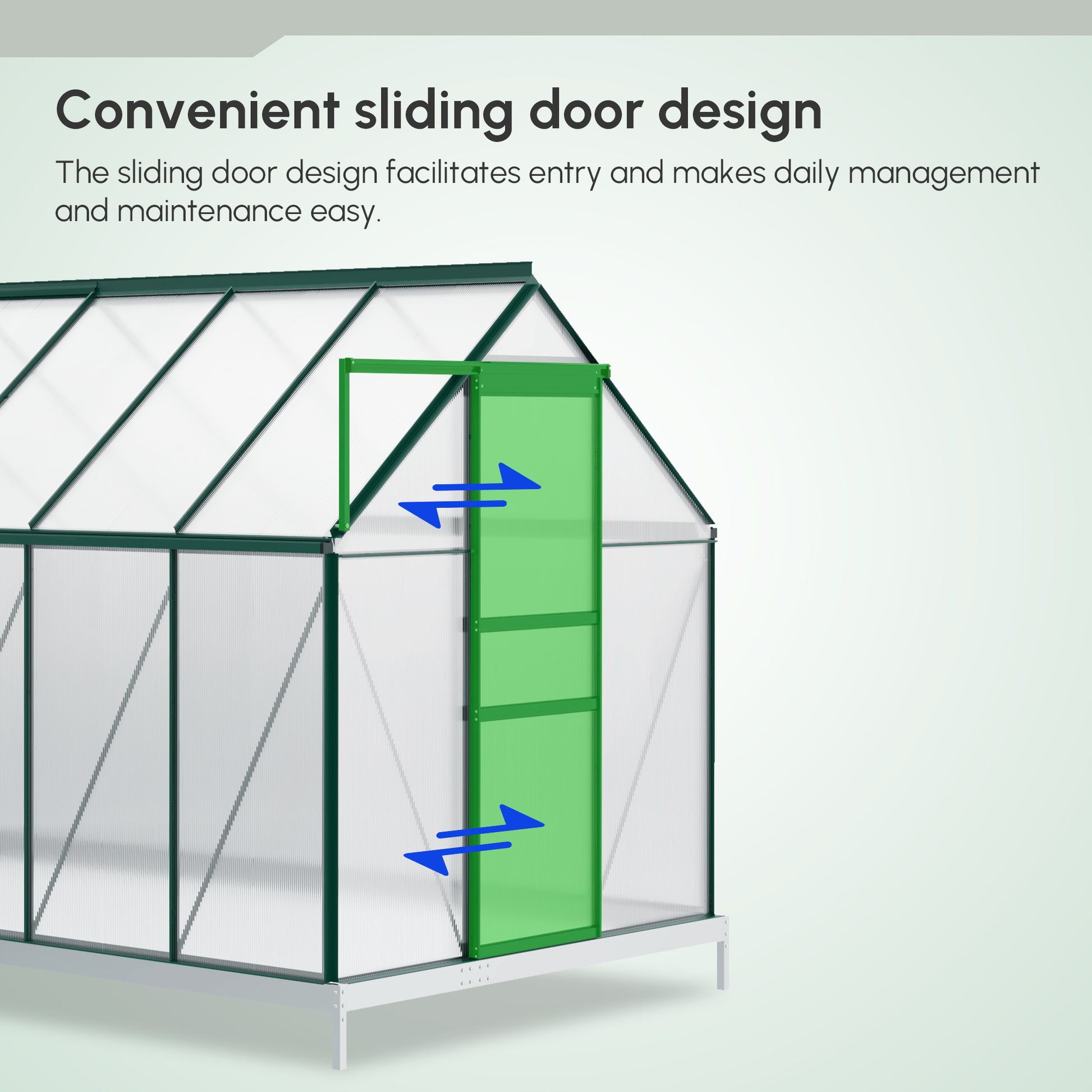 6' x 12' x 6.5' Polycarbonate Greenhouse, Walk-in Green House with Adjustable Roof Vent Galvanized Base Sliding Door Rai