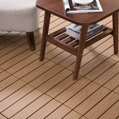 Outdoor Tiles, 11 Pack 12" x 12" WPC Interlocking Deck Tiles Waterproof and Non-slip
