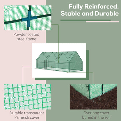 9' x 3' x 3' Portable Mini Greenhouse Tunnel Growing Tent Plants Flower Warm House w/ Zippered Roll-up Doors, PE Cover, 