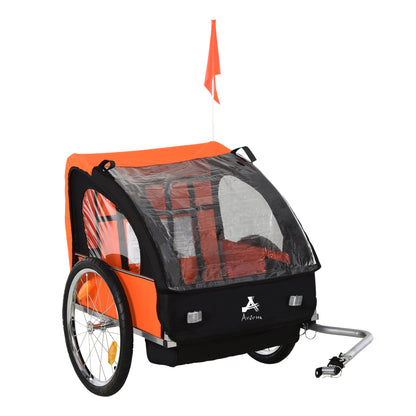 VarietyKart 2-Seat Child Bike Trailer for Kids with a Strong Steel Frame, 5-Point Safety Harnesses, & Comfortable Seat, 