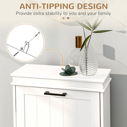 Shoe Storage Cabinet with 2 Flip Drawers and Adjustable Shelves, Narrow Shoe Cabinet for 10 Pairs of Shoes, White