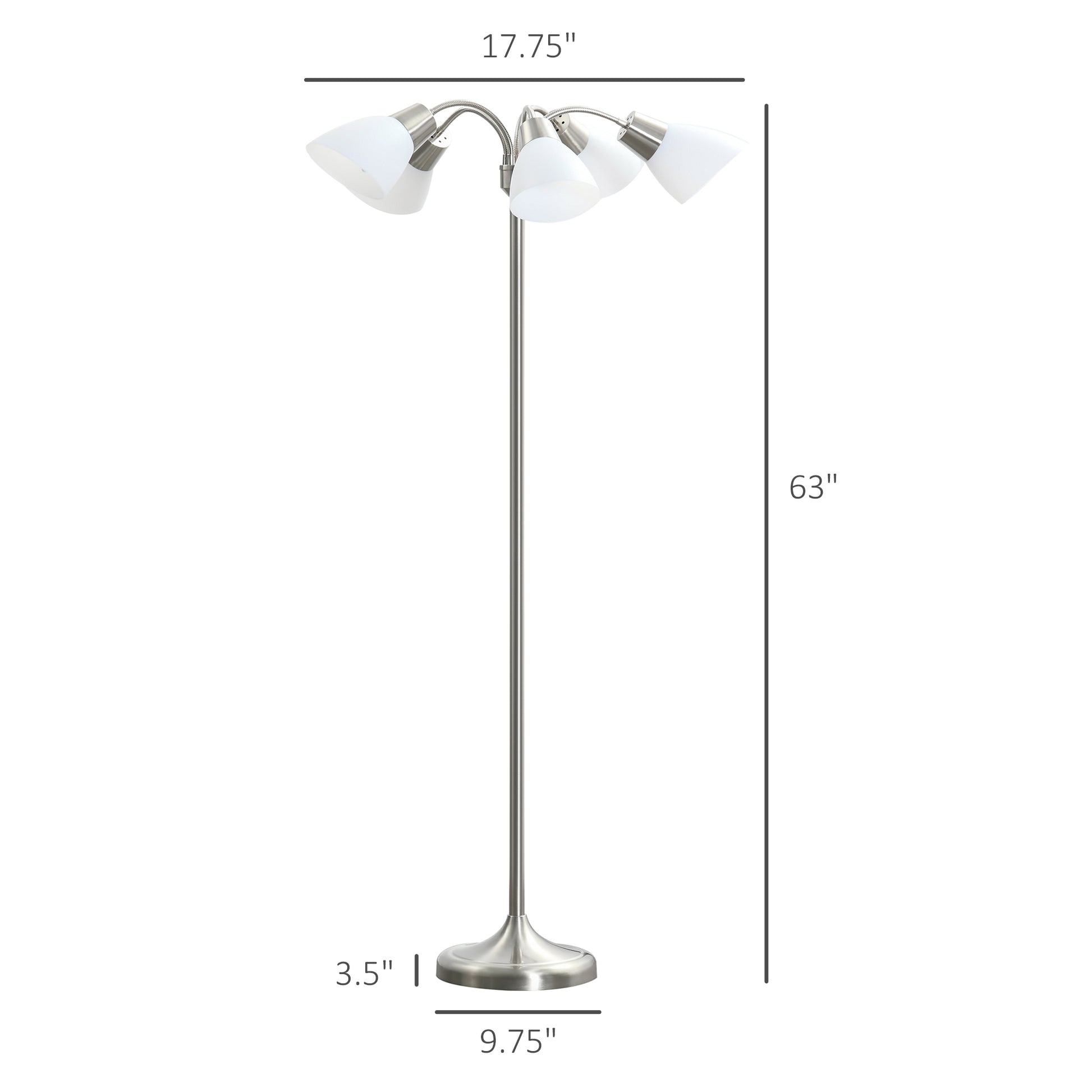 Arc Tree Floor Lamp with 5 Adjustable Rotating Lights, Modern Standing Gooseneck Reading Light for Living Room Bedroom O
