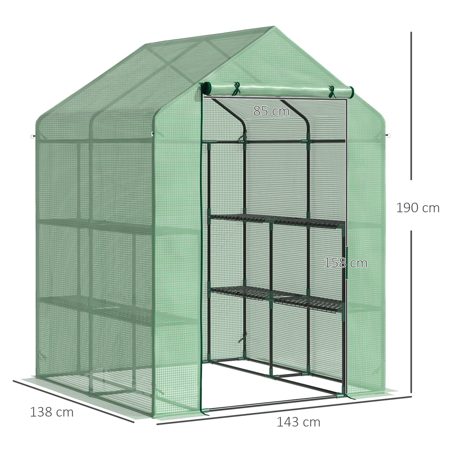56" x 54" x 74" Walk-in Greenhouse Portable Garden Flower Seed Warm House with 8 Shelves, Outdoor Plant Growth Hot House