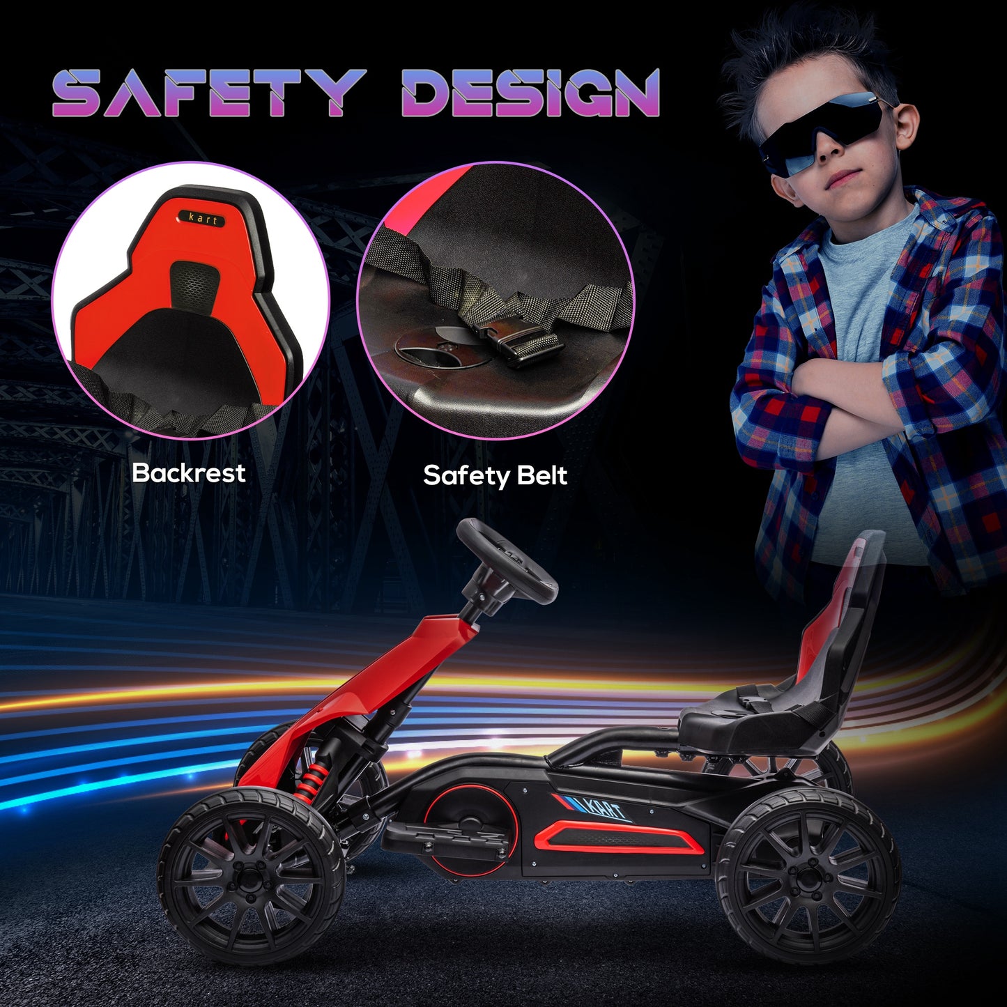 VarietyKart 12V 7AH Electric Go Kart, Outdoor Racer Car for Kids, with Forward Backward, Adjustable Speed, Ages 3-8 Year