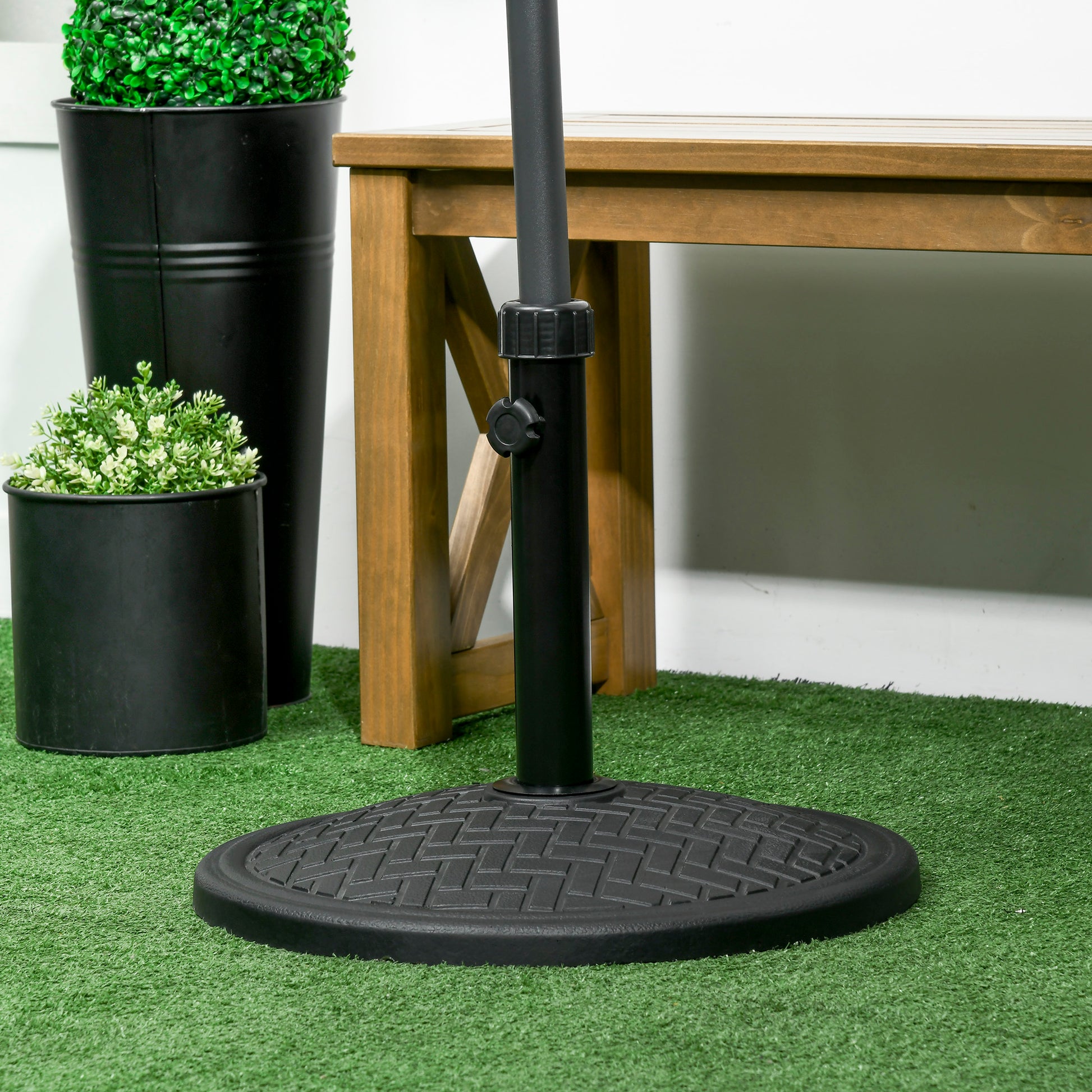 31lbs Concrete Round Patio Umbrella Base Holder, Outdoor Market Umbrella Stand Weight for Lawn, Deck, Backyard, Garden, 