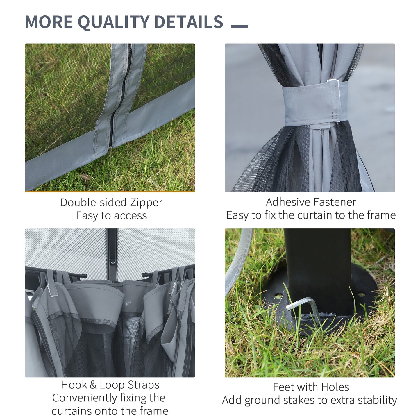 9.8' x 9.8' Garden Aluminium Gazebo Hardtop Roof Canopy Marquee Party Tent Patio Outdoor Shelter with Mesh Curtains & Si
