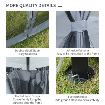 9.8' x 9.8' Garden Aluminium Gazebo Hardtop Roof Canopy Marquee Party Tent Patio Outdoor Shelter with Mesh Curtains & Si