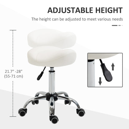 Ergonomic Saddle Stool with Wheels, Adjustable PU Leather Saddle Chair, 360° Swivel, NO Back Pain, Healthy Posture, Salo