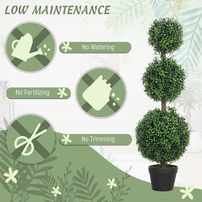 2 Pack 40" Artificial Trees, Boxwood Topiary Ball Trees with Pot for Indoor, Outdoor, Home Office, Living Room, Green