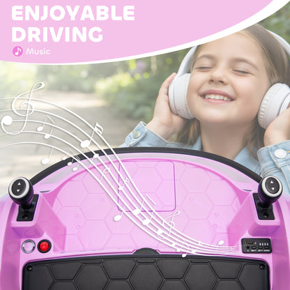 Qaba 12V Bumper Car for Toddlers, Ride On Car with 360 Degree Remote Control, Lights Music Horn, for 1.5-5 Years, Pink
