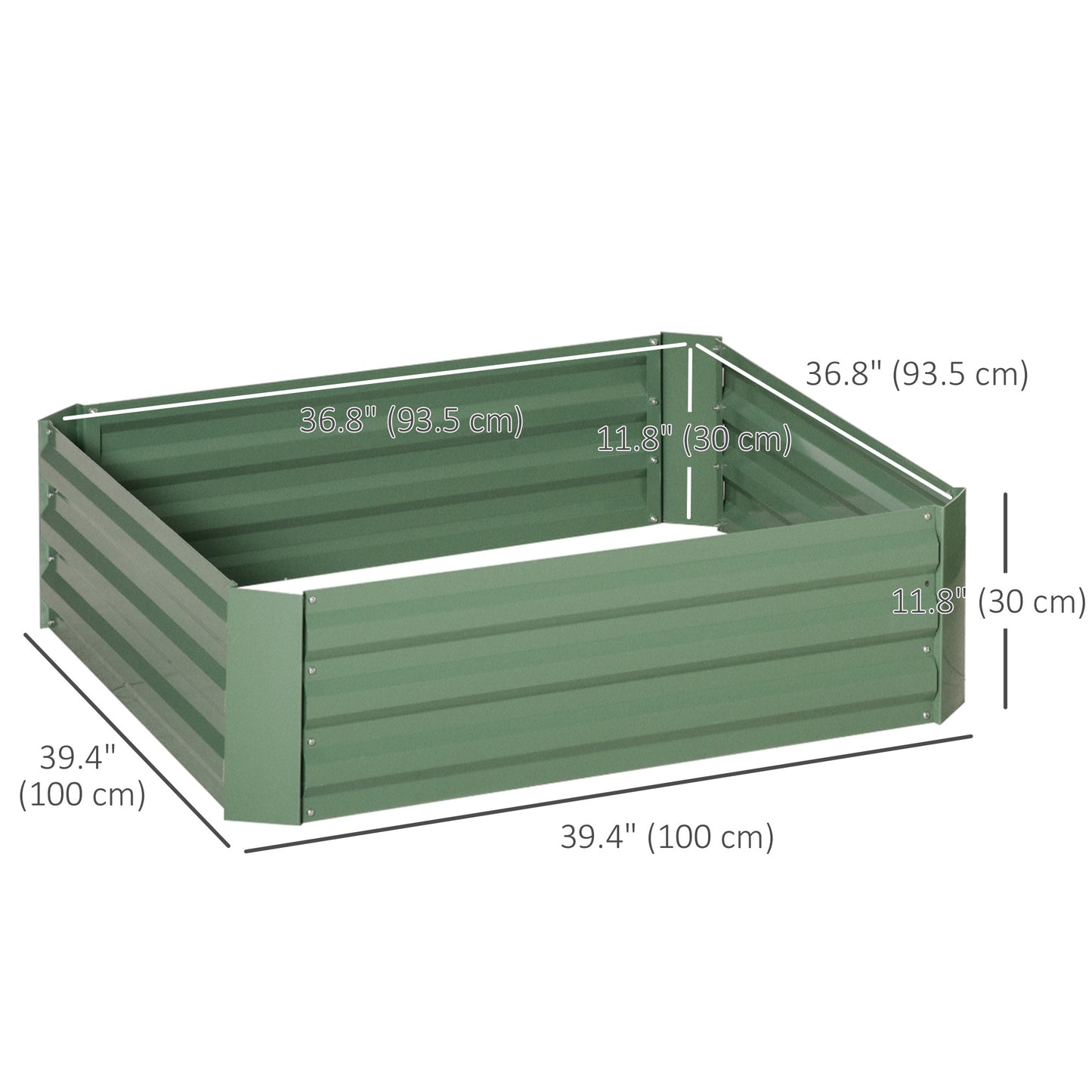 39" x 39" x 12" Set of 2 Raised Garden Bed, Elevated Planter Box with Galvanized Steel Frame for Growing Flowers, Herbs,