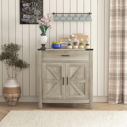 Sideboard Buffet Cabinet, Farmhouse Kitchen Storage Cabinet w/ Drawer and Shelf for Living Room, Entryway