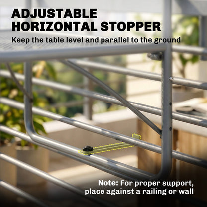 Adjustable Balcony Hanging Railing Table, Metal Mounting Mini Wall Desk Storage Rack, Outdoor Flower Stand Serving Table