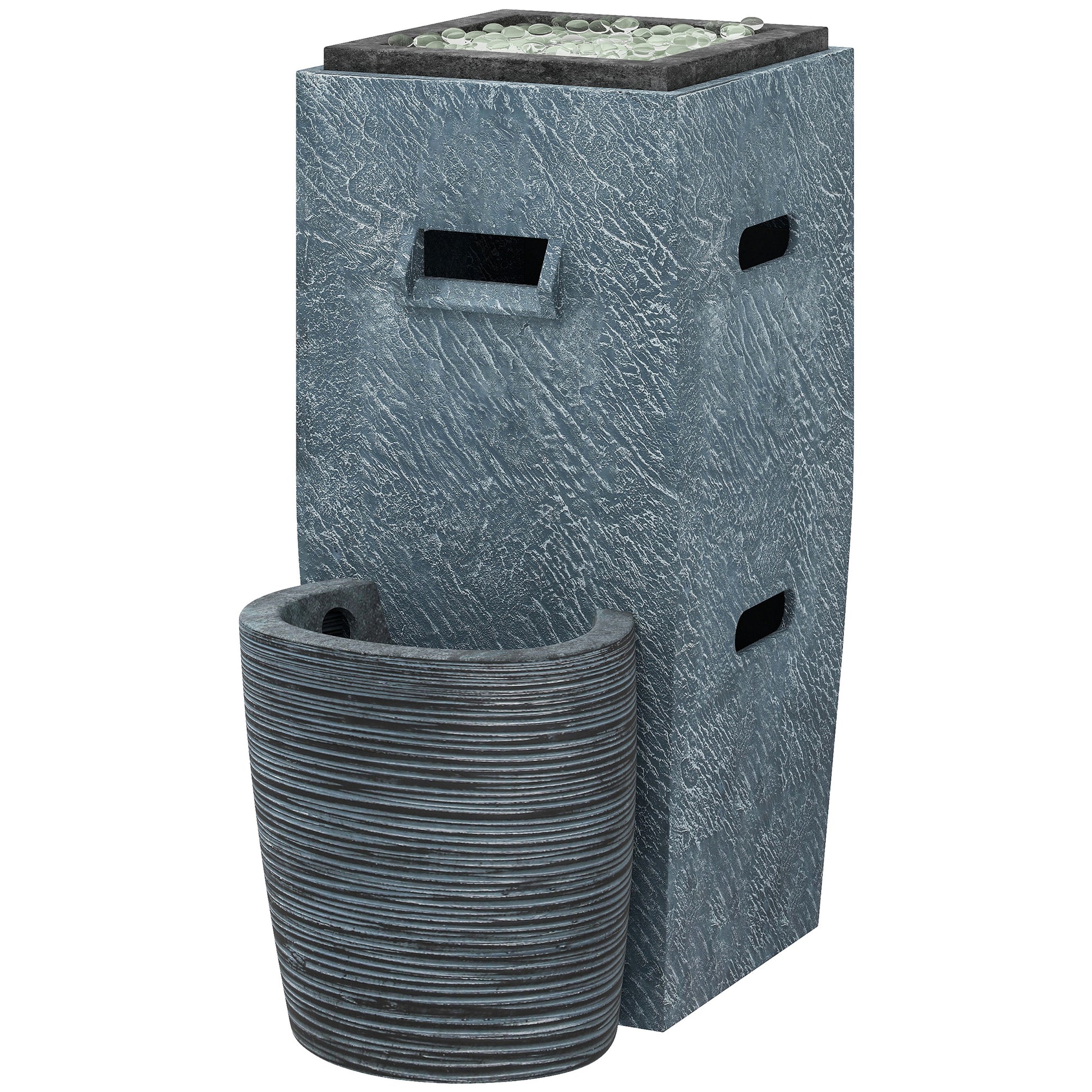 16.5" x 11" x 22.4" Propane Fire Pit Table with Fountain, 15000 BTU Outdoor Gas Fire Table with LED Light Adjustable Wat