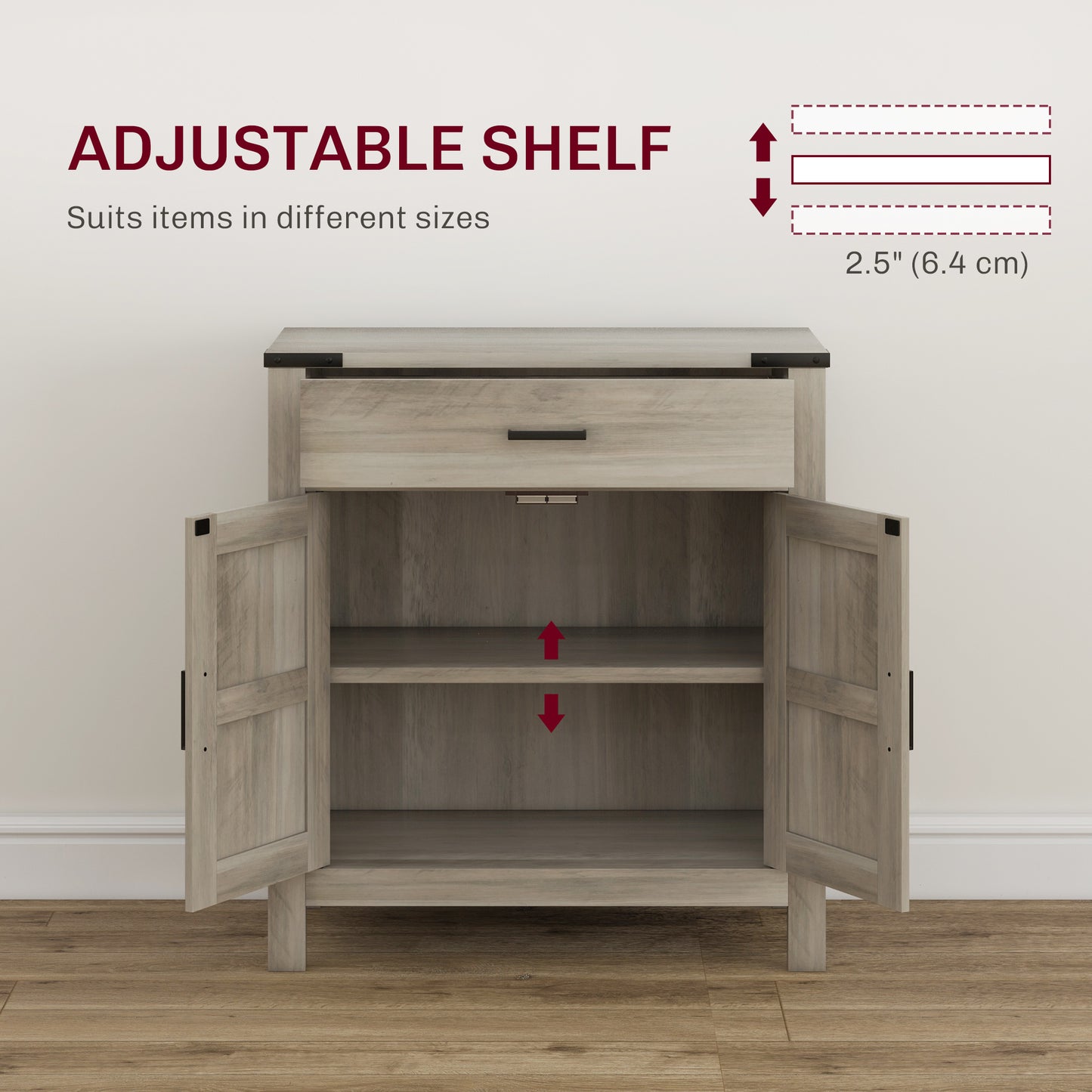 Sideboard Buffet Cabinet, Farmhouse Kitchen Storage Cabinet w/ Drawer and Shelf for Living Room, Entryway