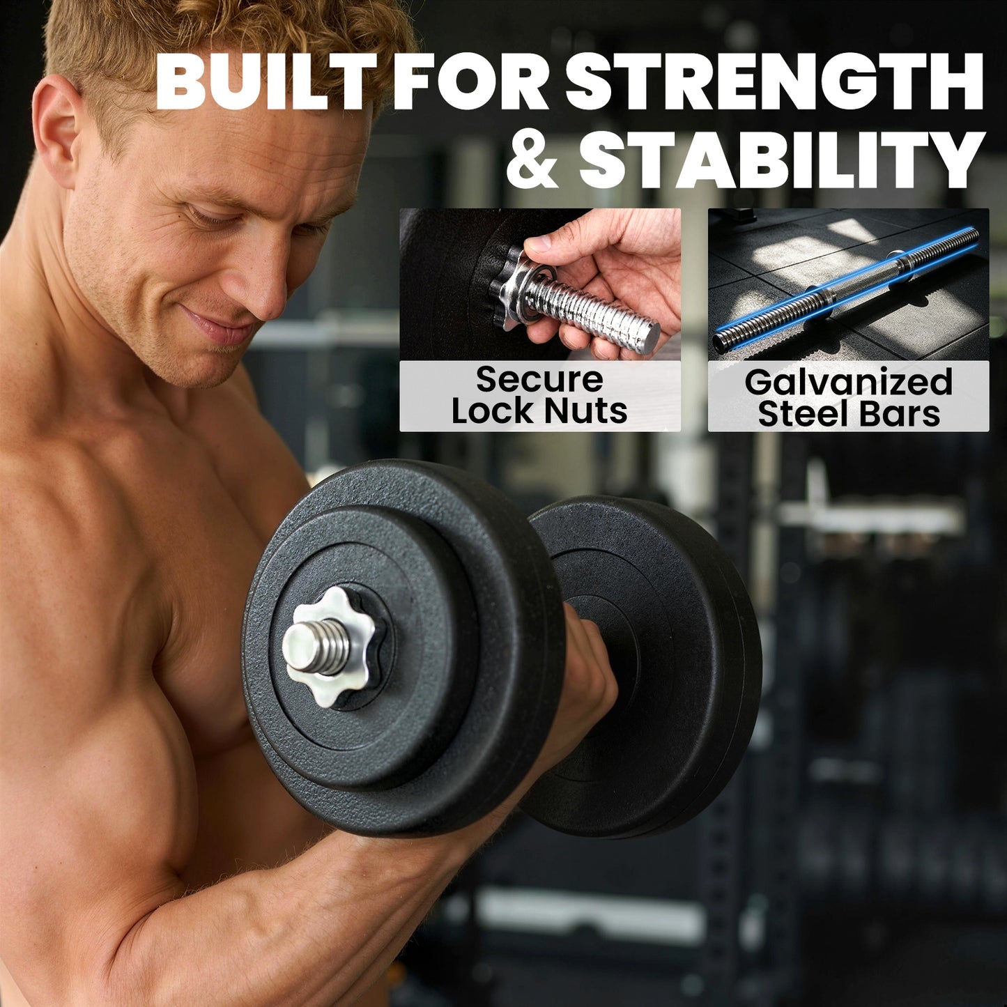 Soozier Adjustable 2 x 55lbs Weight Dumbbell Set for Weight Fitness Training Exercise Fitness Home Gym Equipment, Black 