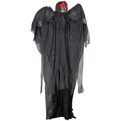 6.4' Life Size Winged Grim Reaper Outdoor Halloween Decoration Animatronic, Animated Prop w/ Light Up Eyes