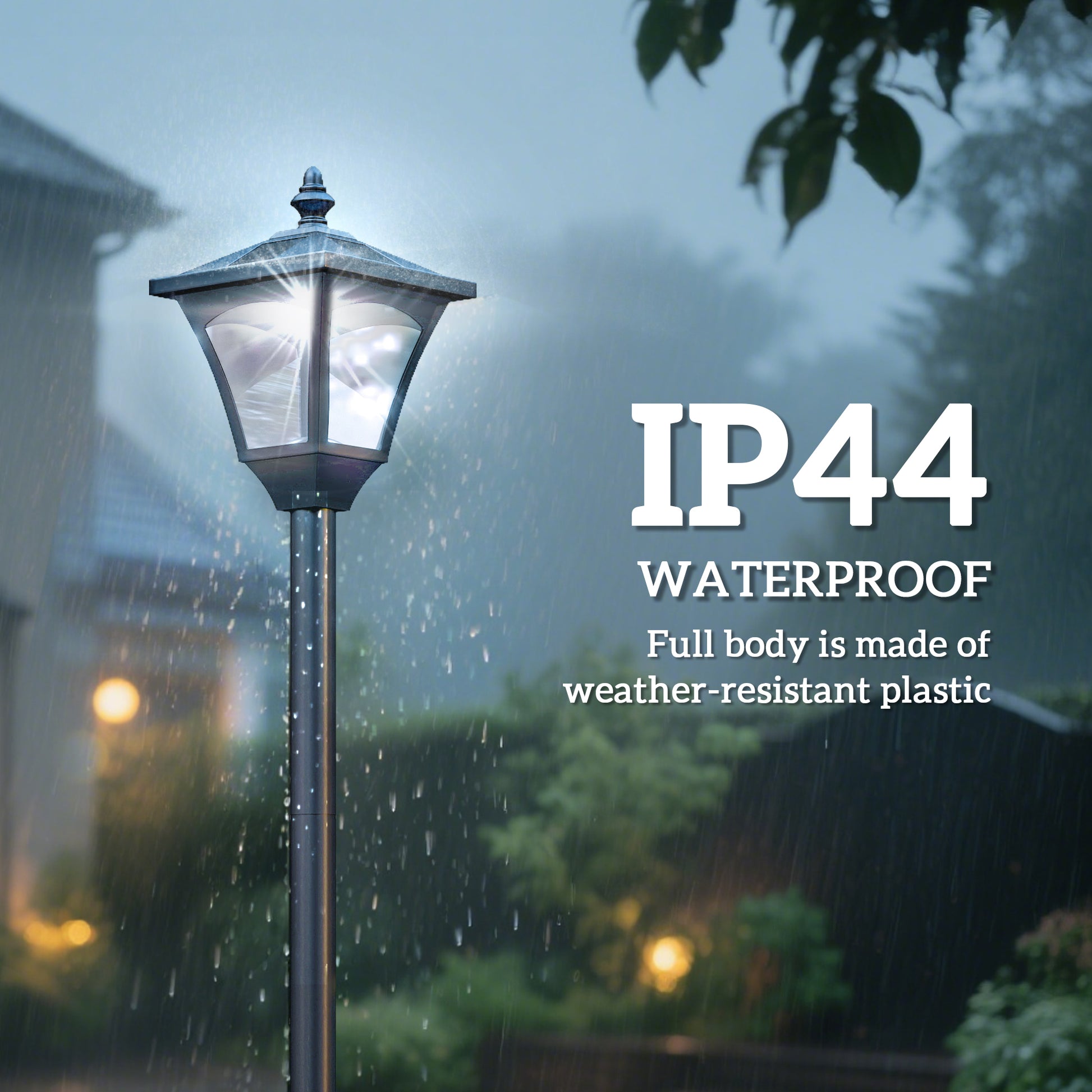 Single Solar Lamp Post Garden Solar-Powered LED Streetlight Style Outdoor Light Waterproof 5-6 Hours with Base for Lawn 