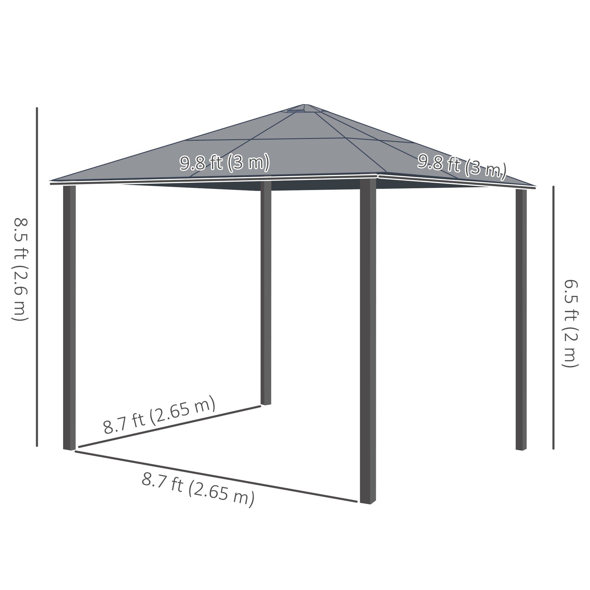 10 x 10 ft Hard Top Gazebo Canopy, Outdoor Patio Shelter with Heavy-Duty Metal Frame, Sun Shade with Curtains and Waterp