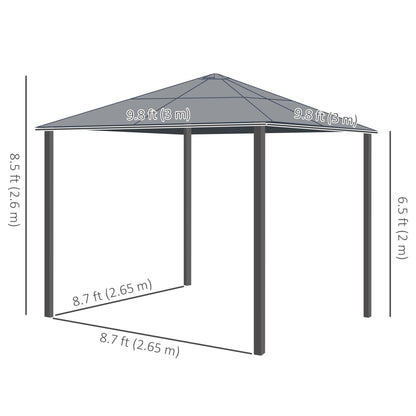 10 x 10 ft Hard Top Gazebo Canopy, Outdoor Patio Shelter with Heavy-Duty Metal Frame, Sun Shade with Curtains and Waterp