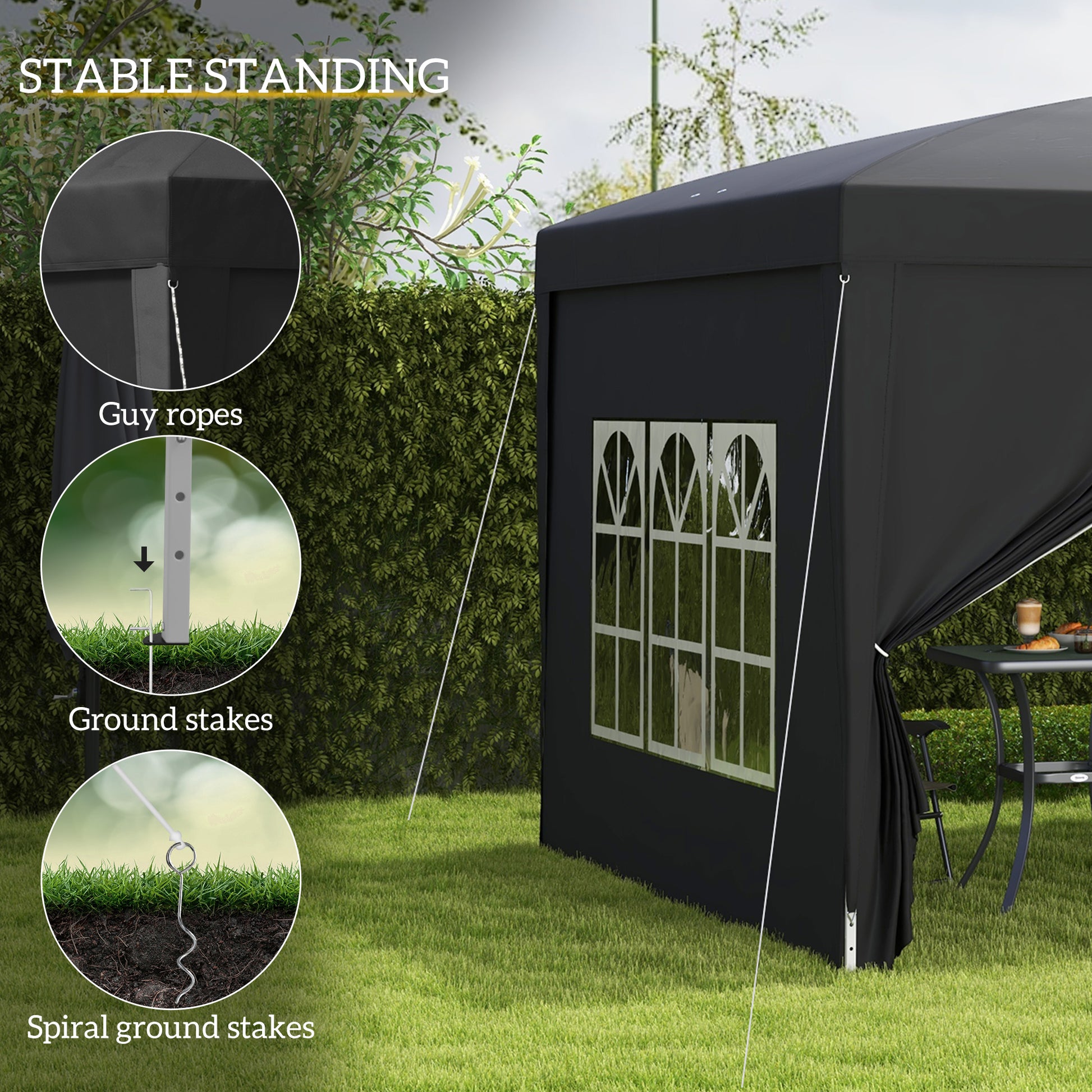10'x10' Outdoor Pop Up Party Tent Wedding Gazebo Canopy with Carrying Bag (Black)