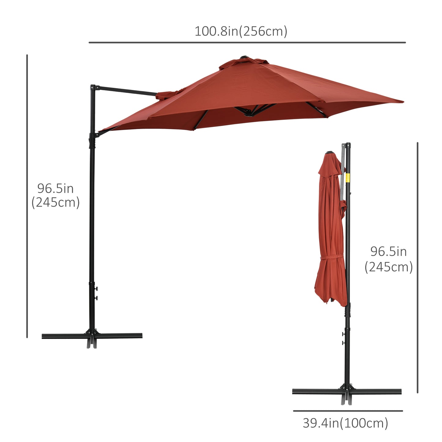 8.5FT Offset Patio Umbrella with 360° Rotation, Outdoor Cantilever Roma Parasol Hanging Sun Shade Canopy Shelter with Cr
