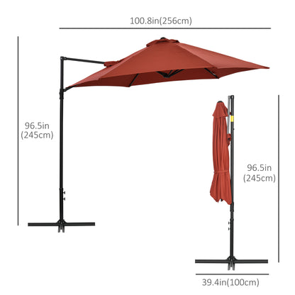 8.5FT Offset Patio Umbrella with 360° Rotation, Outdoor Cantilever Roma Parasol Hanging Sun Shade Canopy Shelter with Cr