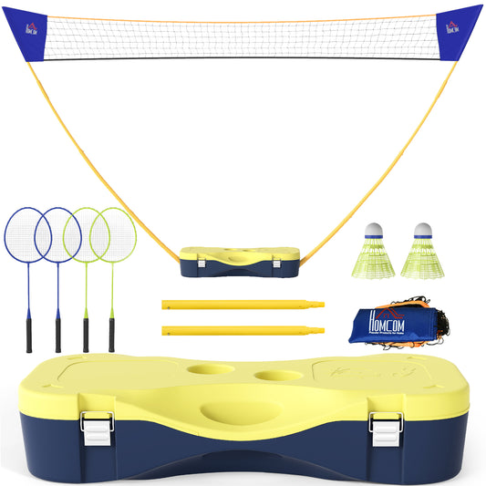 Portable Badminton Net Set with 9.5x5 ft Net, Foldable Badminton Net with 2 Shuttlecocks, 2 Badminton Rackets and 1 Suit