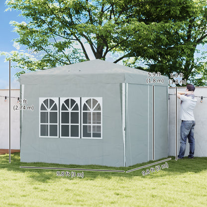 10' x 10' Pop-Up Canopy Tent with Sidewalls, Height-Adjustable, Carry Bag Included, for Outdoor, Garden, Patio, Light Gr