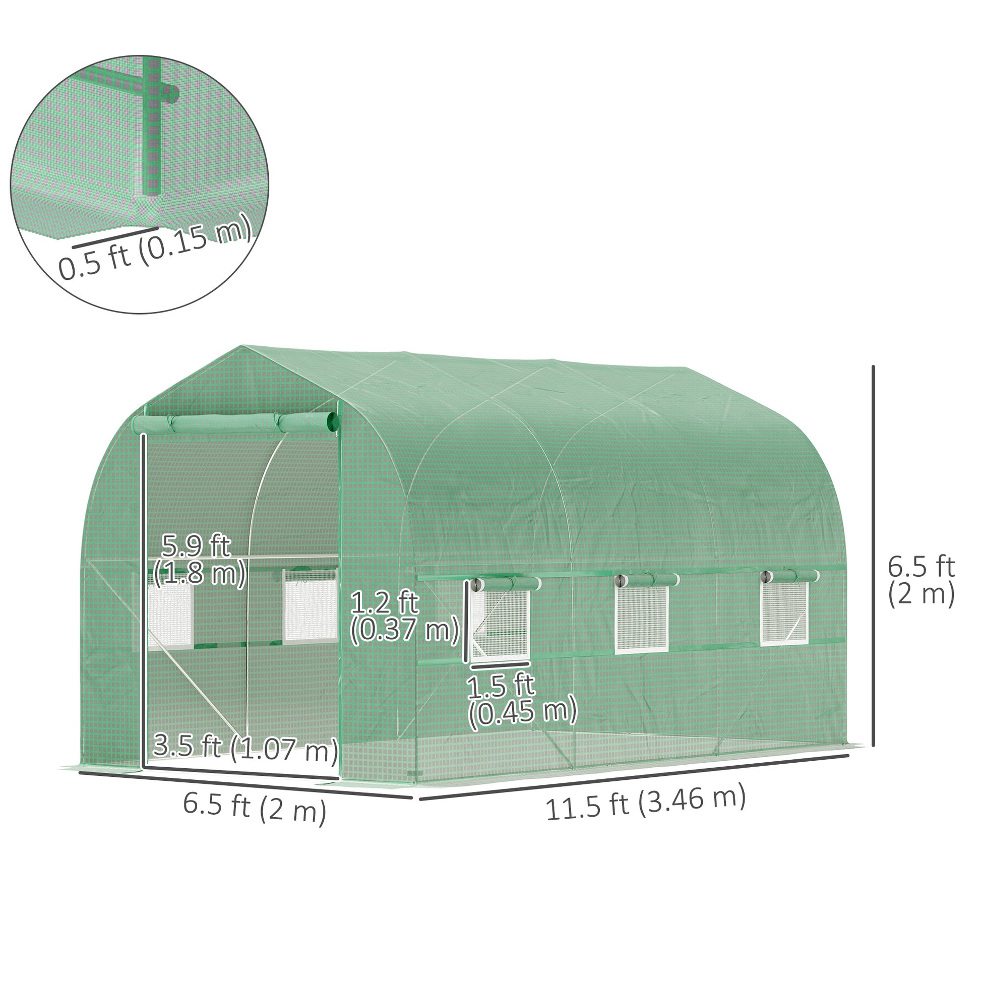 6.6' x 11' x 7' Portable Walk-In Tunnel Greenhouse, Garden Plant Growing Warm House, Outdoor Seed Flower Vegetable Growt