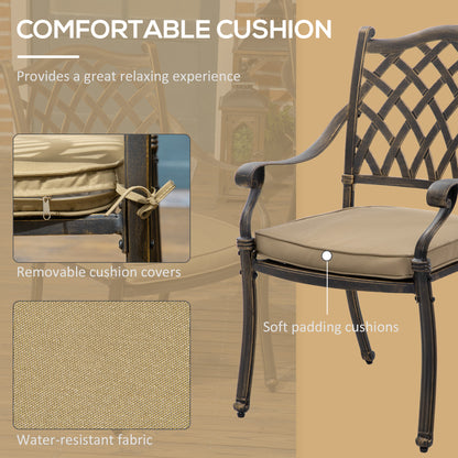 7 Pieces Patio Dining Set with Umbrella Hole, Cast Aluminum Outdoor Patio Furniture Set with 6 Cushioned Chairs and Rect