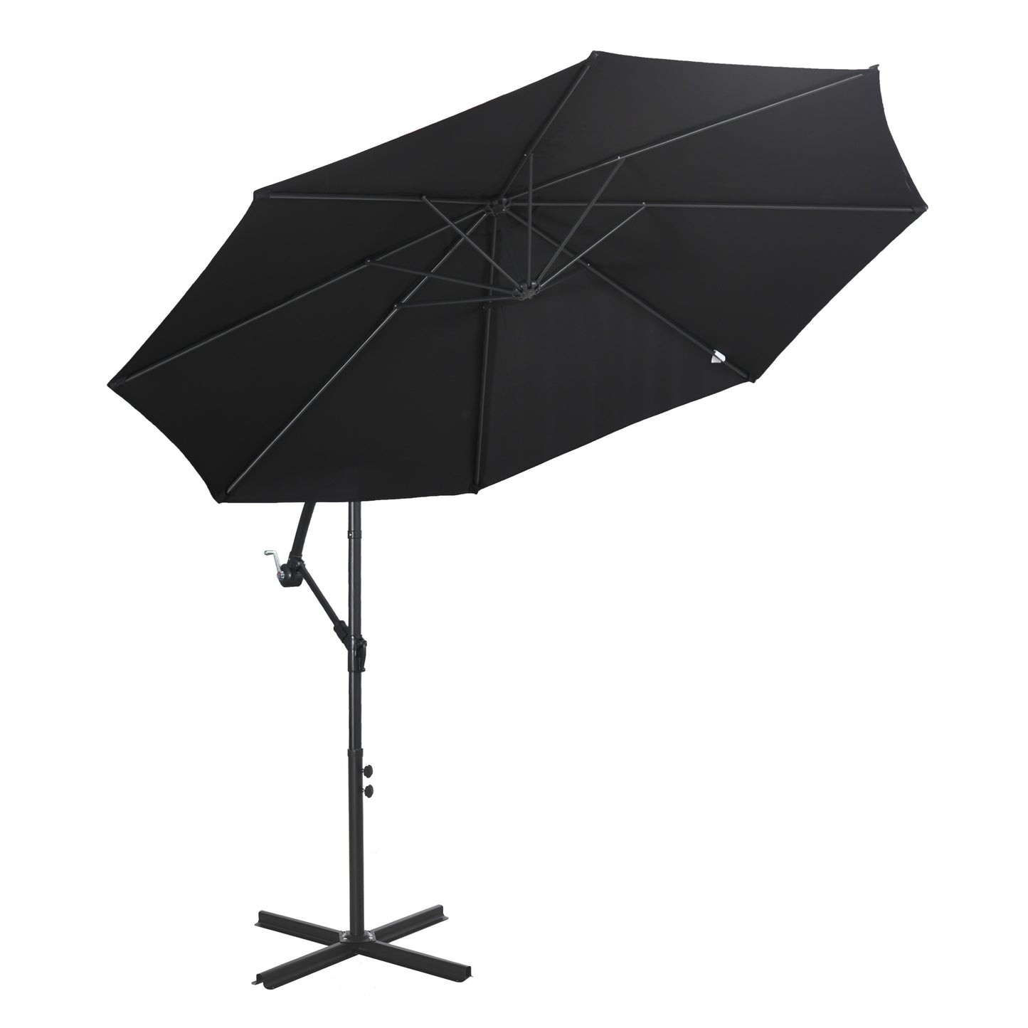 9.7 ft Cantilever Patio Umbrella with Crank and Cross Base - Black