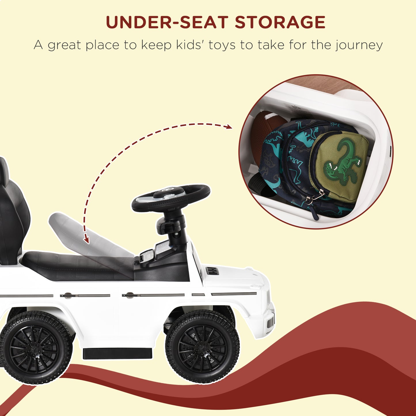 VarietyKart Mercedes-Benz G350 Licensed Push Car, 3-in-1 Toddler Sliding Car with Horn, Steering, Foot Rest, Seat Storag