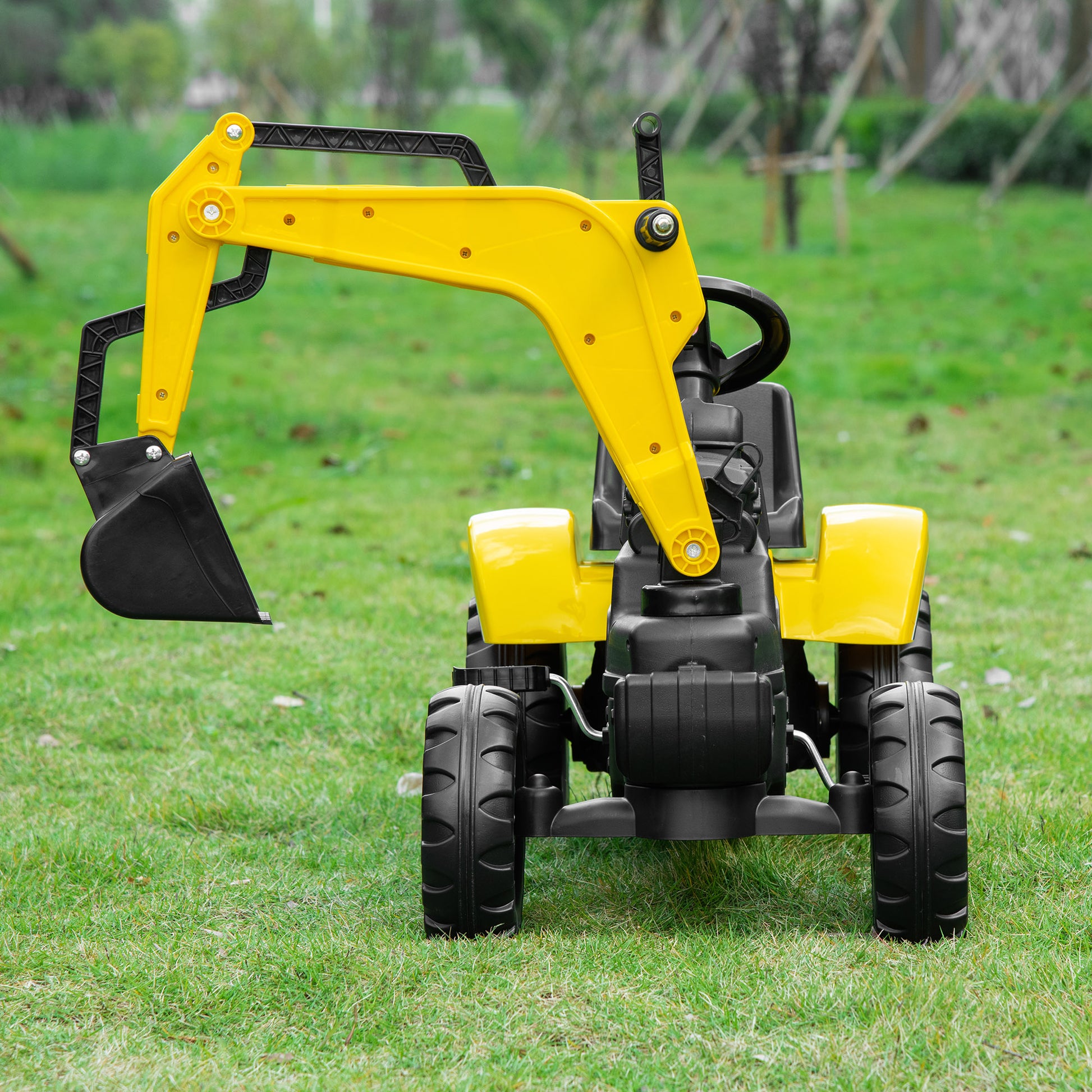 VarietyKart Ride on Tractor for Kids, Pedal Excavator Ride on Toy with Controllable Front Bucket for 3 Years Old, Yellow