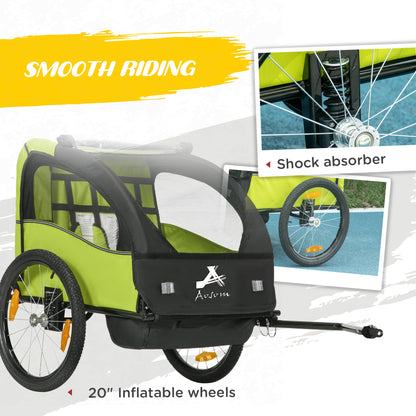 VarietyKart 2 Seat Bike Trailer for Kids, Baby Stroller with Storage Bag, 5 Point Harness, Bicycle Trailer with 20" Whee