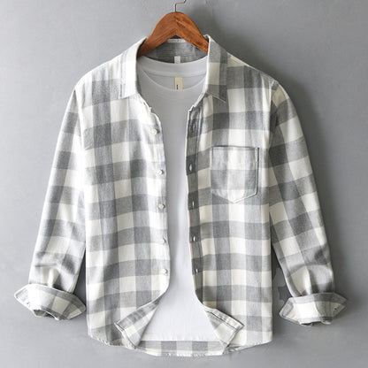 Men's Casual Plaid Button-Up Shirt