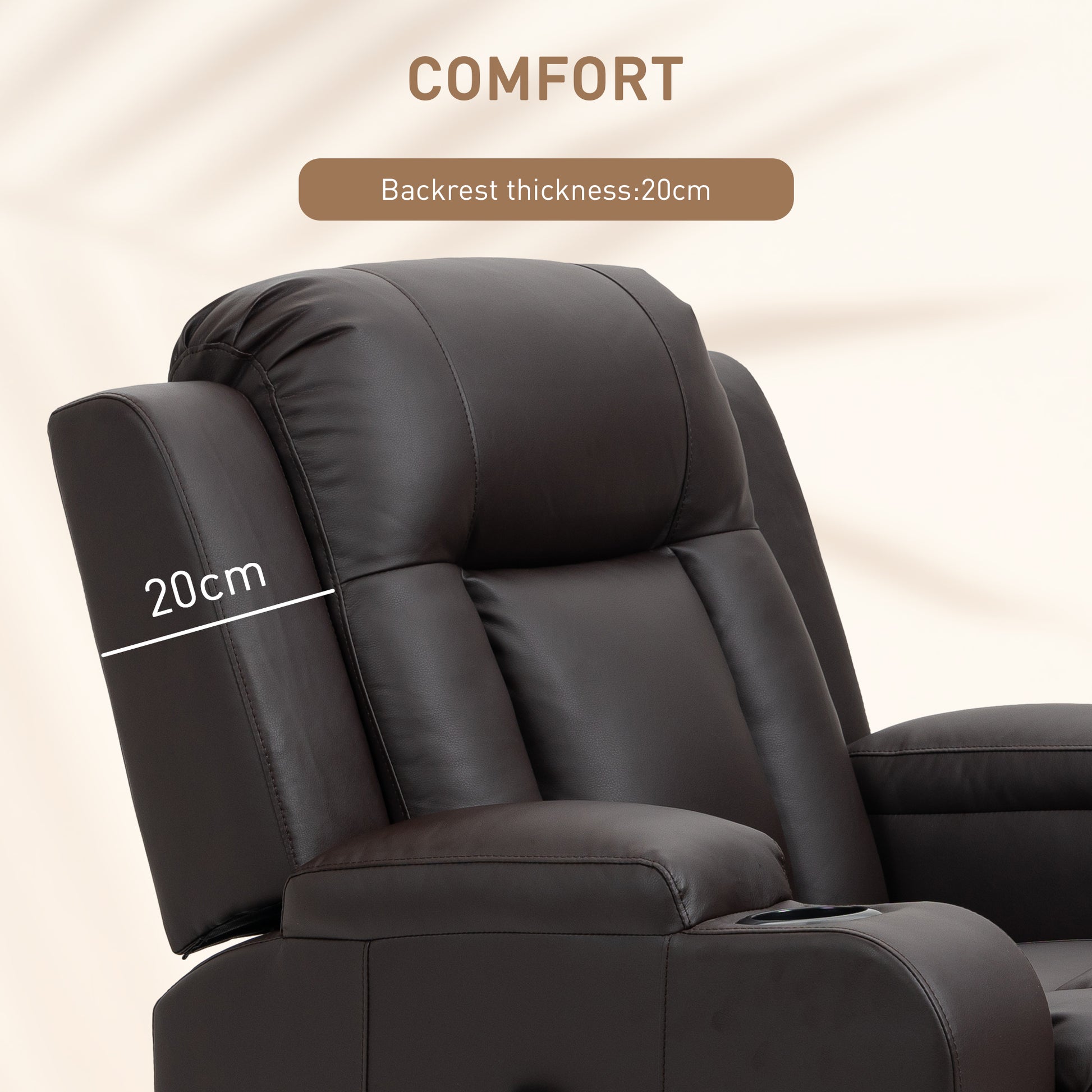 Swivel Massage Recliner Chair Rocker, Overstuffed Manual Reclining Sofa, PU Leather Rocking Chair with Side Pockets, Cup