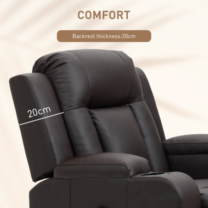Swivel Massage Recliner Chair Rocker, Overstuffed Manual Reclining Sofa, PU Leather Rocking Chair with Side Pockets, Cup