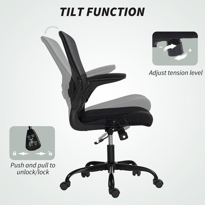 Ergonomic Mesh Office Chair with 4D Lumbar Support, Swivel Desk Chair with Flip-up Armrests, Tilt Function, Black