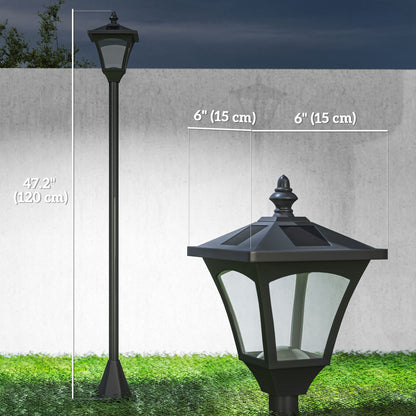 Single Solar Lamp Post Garden Solar-Powered LED Streetlight Style Outdoor Light Waterproof 5-6 Hours with Base for Lawn 