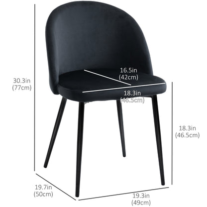 Modern Dining Chairs, Mid-Back Velvet-touch Upholstery Side Chair, Table Chair for Living Room, Dining Room, Black, Set 