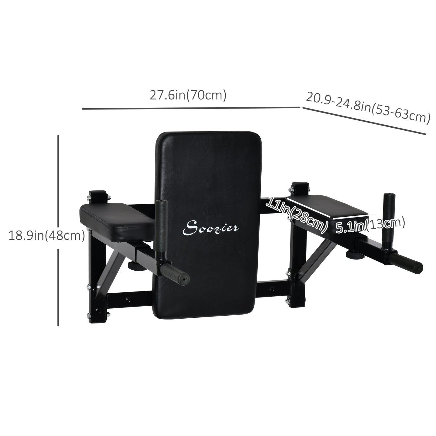 Soozier Wall Mounted Dip Station Multi-Function Power Tower Set Home Gym Pull Up Bar Chin Up Exercise Bar Knee Raise Tri