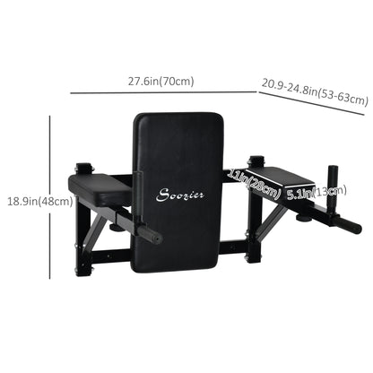 Soozier Wall Mounted Dip Station Multi-Function Power Tower Set Home Gym Pull Up Bar Chin Up Exercise Bar Knee Raise Tri