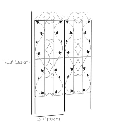 Metal Trellis Set of 2, Garden Trellis for Climbing Plant Support Frames, Leaf Design