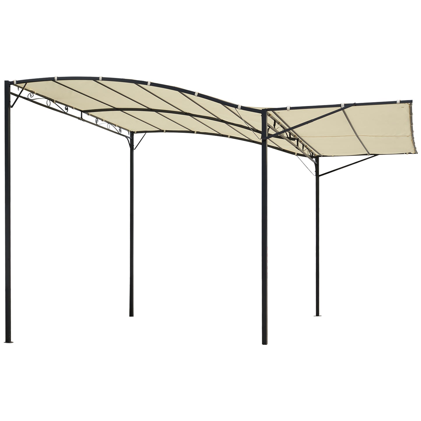 10x8ft Patio Metal Gazebo with Extendable Side Awning Outdoor Shelter Garden Sun Shade Canopy Deck Door Window Awning Cr