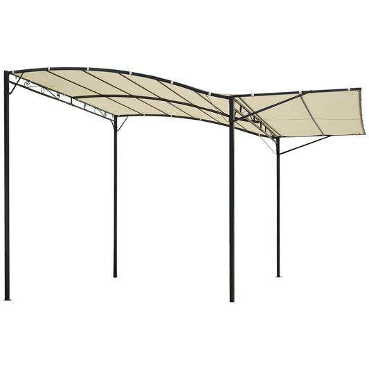 10x8ft Patio Metal Gazebo with Extendable Side Awning Outdoor Shelter Garden Sun Shade Canopy Deck Door Window Awning Cr