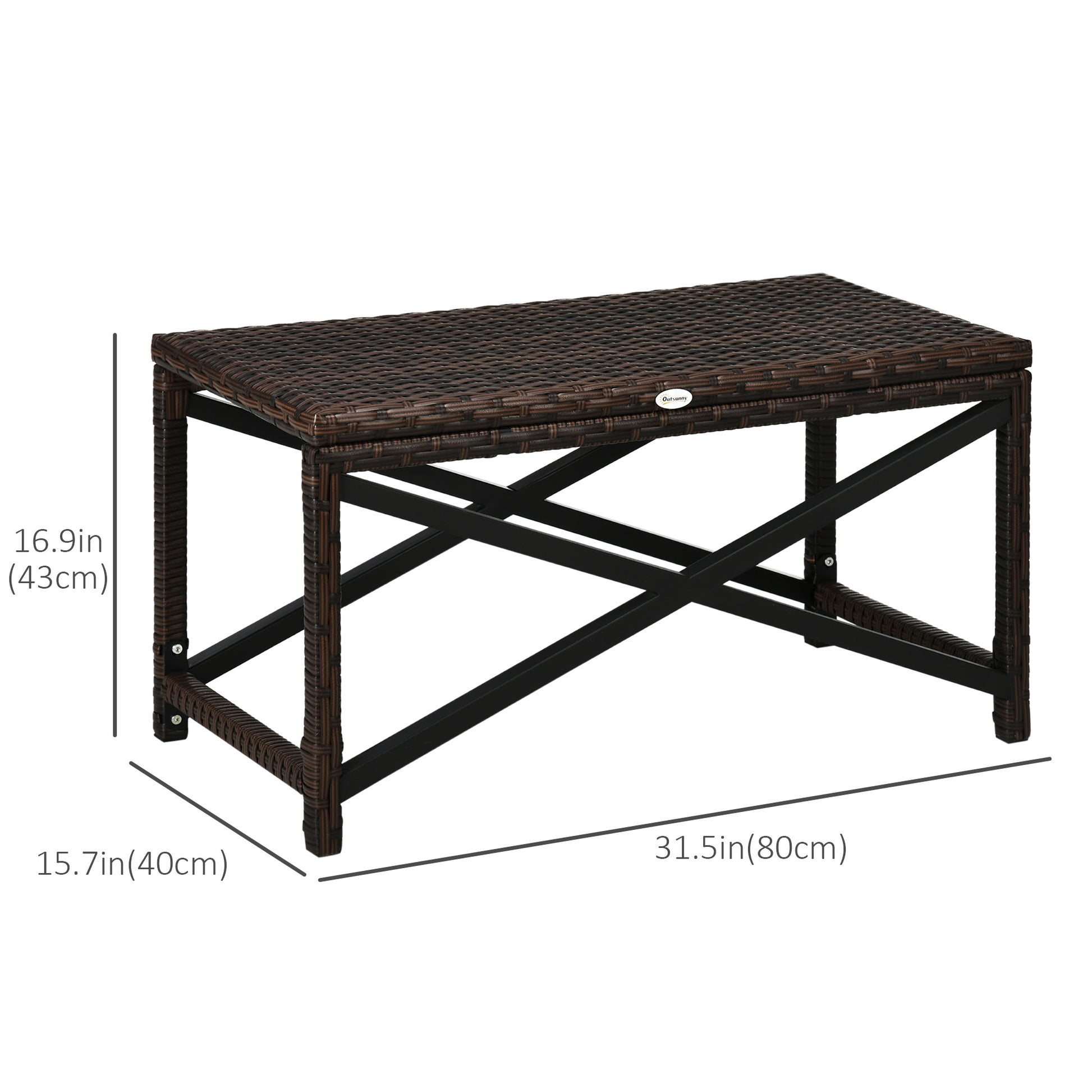 Patio Wicker End Table, Outdoor PE Rattan Side Table, with Plastic Board Under the Full Woven Table Top for Patio, Garde